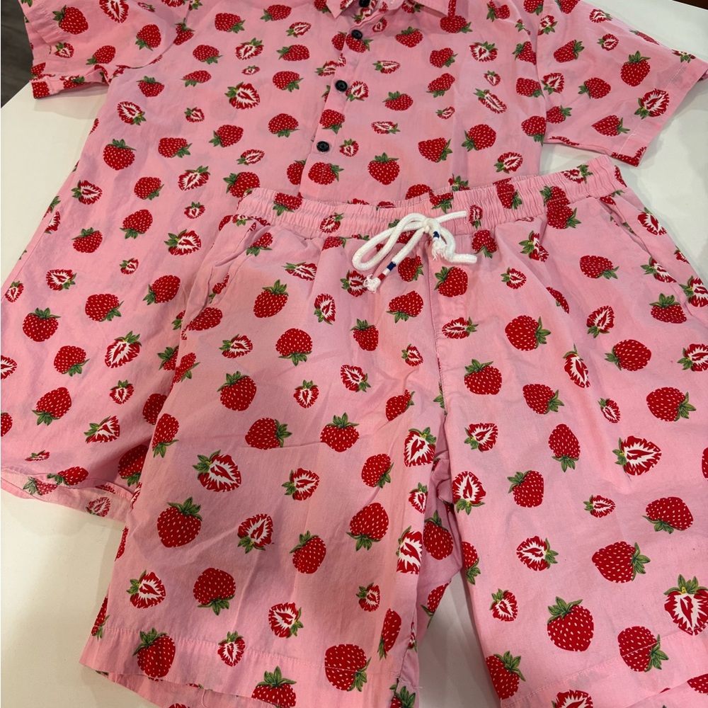 Men's Pink Strawberry Print Set